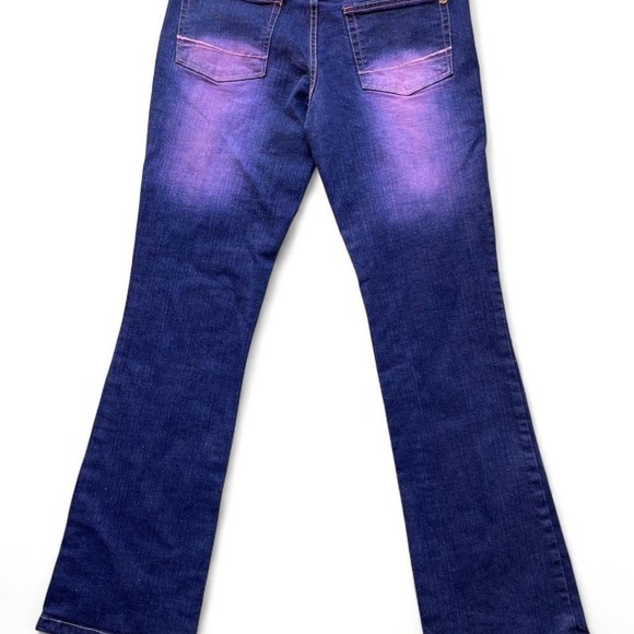 Southpole Jeans VTG Y2K Womens 9 Purple Fade Pink Stitching Flare Denim Pants - Picture 2 of 5